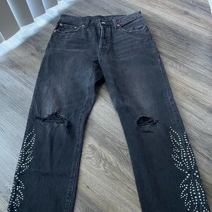 Levi's Black Straight Leg Jeans with Silver Accents